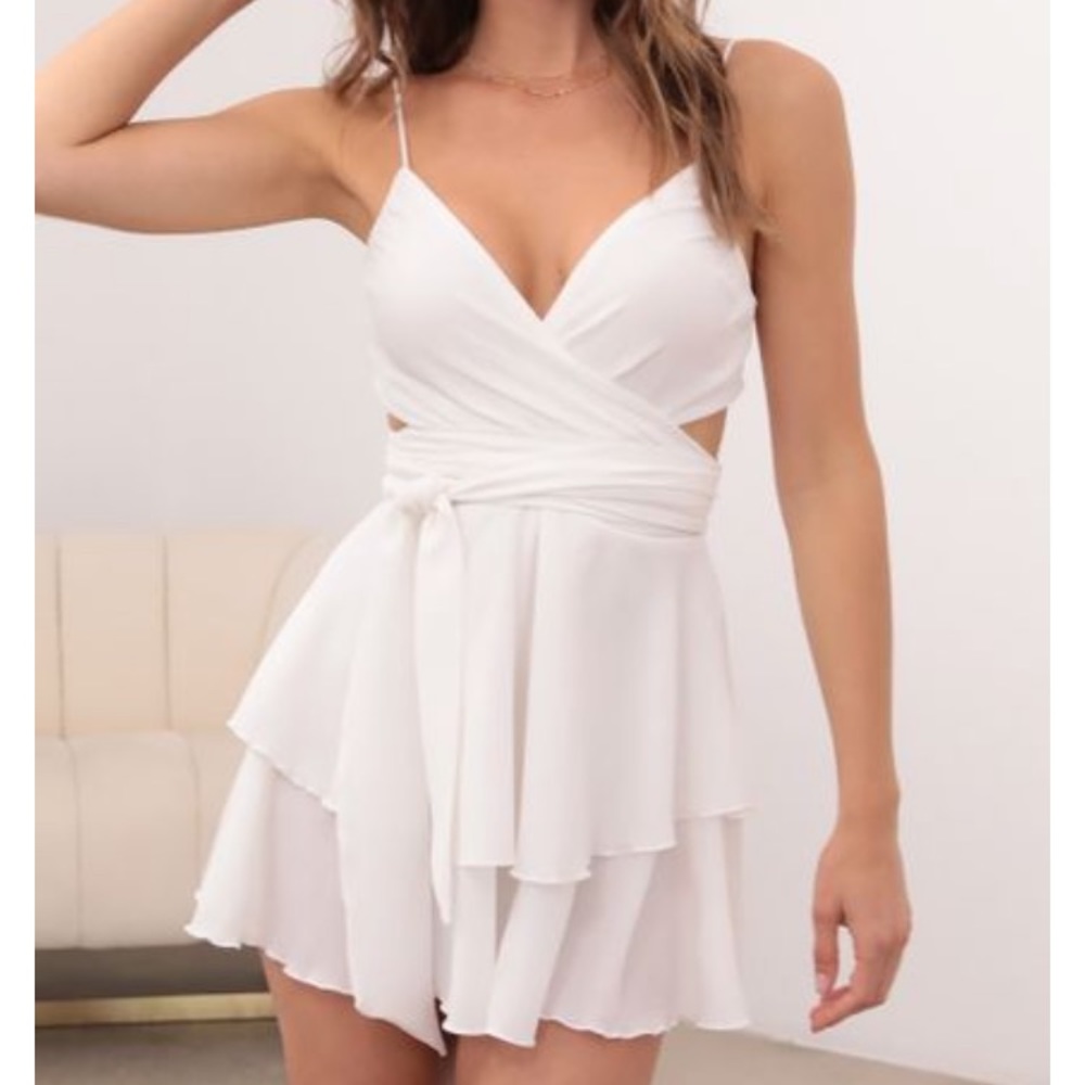 Lucy in the Sky White Romper Dress
